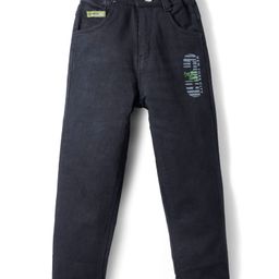 Olio Kids Denim Full Length Jeans With Text Print - Black-image-88