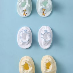Bubble Pop Cotton Knit Booties with Animal Print Pack of 3 - White & Light Yellow-image-73