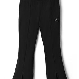 Pine Kids Cotton Knit Full Length Flared Leggings With Logo Print - Black-image-88