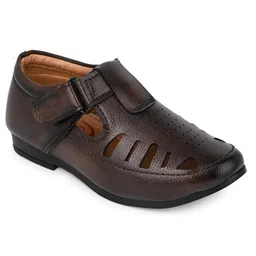 MLTC Self Designed With Velcro Closure Perforated Sandals - Brown-picture-48