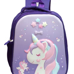 Happile kids unicorn Hard Top shell School Bags back pack suitable for Kids from 3-5-purple color-Height 13.5 Inch-picture-16