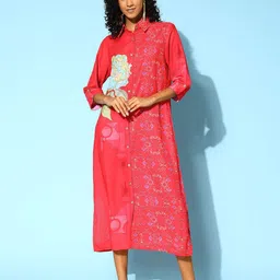 Anouk Floral Printed Shirt Midi Dress-image-99