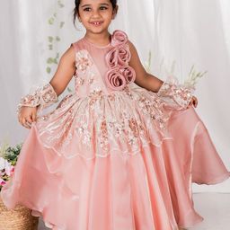 TOPLOVE Embellished Puff Sleeve Net Fit & Flare Maxi Dress-image-60