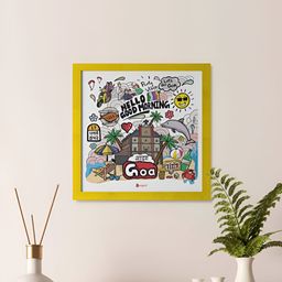 Indigifts Yellow & White Goa Theme Square Wall Art-image-41