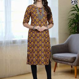HERE&NOW Selection Of 2 Geometric Printed Round Neck Straight Kurtas-image-94