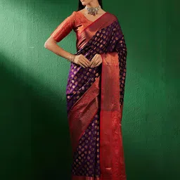 SHADOW & SAINING Woven Design Zari Silk Blend Banarasi Saree-picture-57