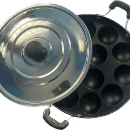 Tishla Gold Non stick Appam Maker 12 Ball with Lid Non-Stick Coated Cookware Set NA Pan 30 cm diameter with Lid 0.5 L capacity-image-84