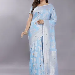Rani Saahiba Floral Woven Design Zari Chanderi Saree-picture-32
