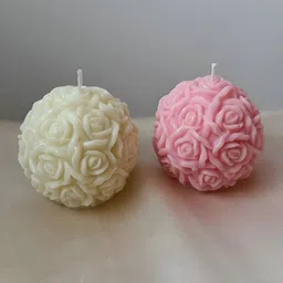atorakushon Off White & Pink 2 pieces Pillar Candle-image-79