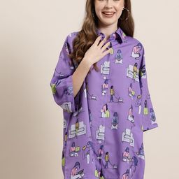 HERE&NOW Printed Oversized Shirt Mini Dress-picture-46