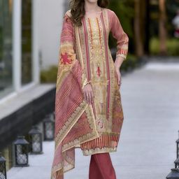 YOELLA Women Ethnic Motifs Printed Regular Mirror Work Kurta with Trousers & With Dupatta-5
