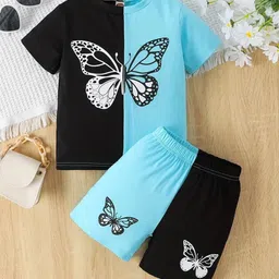 KEESOR Girls Printed Round Neck T-Shirt With Shorts-picture-43
