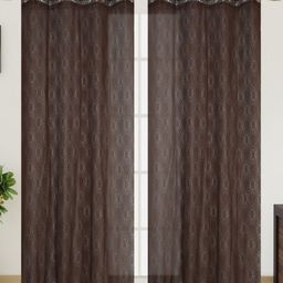 Galaxy Home Decor Brown Set of 2 Sheer Window Curtain-4