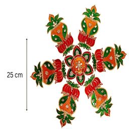 Kala Samarpan Red & Green Lotus Rangoli Sticker With Centerpiece image 5