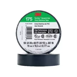 3M TAPE, PVC, 19MM X 18M, BLACK, 175BK4A-43