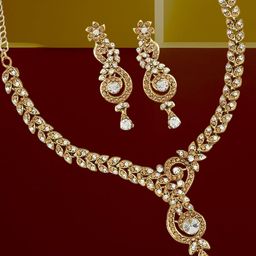 ANIKAS CREATION Gold -Plated Cubic Zirconia Studded Jewellery Set-image-57