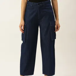 Bene Kleed Women High Rise Balloon Fit Cargo Jeans-image-26