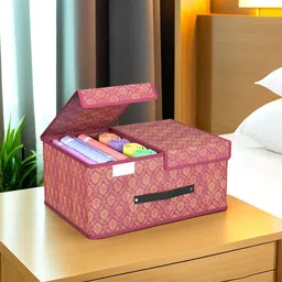 Kuber Industries Maroon & Black 4 Pieces Multi-Utility Organisers-58