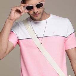 WROGN Men Colourblocked Pure Cotton T-shirt-image-52