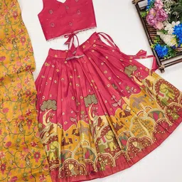 BAESD Girls Printed Foil Print Ready to Wear Lehenga & Blouse With Dupatta-picture-29
