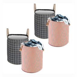 Aura 4Pcs Maroon & Black Printed Cotton Laundry Bags With Handles - 60 L-44