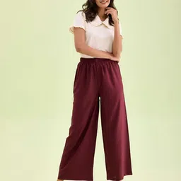 Go Colors Women Solid Mid Rise Palazzos-picture-33