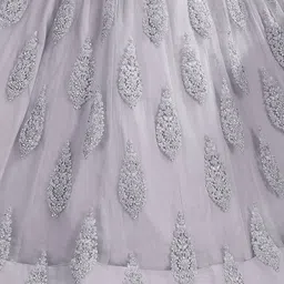 ODETTE Floral Embroidered Thread Work Soft Net Semi-Stitched Lehenga & Blouse With Dupatta image 3