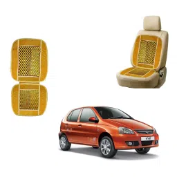 Auto Pearl Polyester, Cotton Front Vehicle Seating Pad Beige for Tata Indica-34