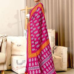 LeeliPeeri Designer Ethnic Motifs Printed Block Print Saree image 2