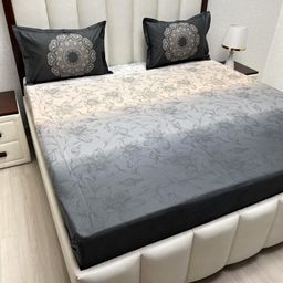 Pure Decor Royal Majestic Grey Printed Pure Cotton 380 TC King Bedsheet Set 2.74m x 2.74m-image-100