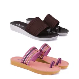BERSACHE Women Set Of 2 Ultra Soft Technology Open Toe Flats-16