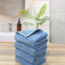 LABHAM 4 Pcs Blue 450 GSM Antibacterial Hand Towel-2