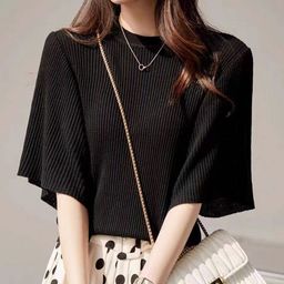 Outzidr Women Solid Flared Sleeve Boxy Top-picture-3