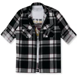 CAVIO Boys Pack of 2 Comfort Spread Collar Tartan Checked Cotton Casual Shirts-image-69