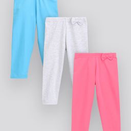 Babyhug Knit Full Length Leggings Pack of 3 - Pink Sky Blue Light Grey-image-52