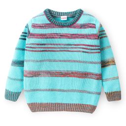 Babyhug Acrylic Knit Full Sleeves Sweater Striped - Blue-picture-14