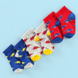 Cute Walk by Babyhug Anti Bacterial Ankle Length Socks Diano Design Pack Of 3 - Multicolour-picture-34
