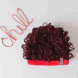 Woonie Handmade Wig Style Woollen Cap - Brown-picture-49