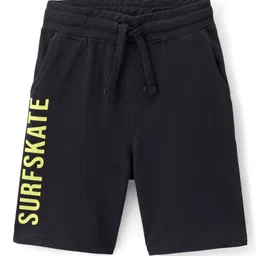 Pine Kids Cotton Knit Above Knee Length Shorts With Text Print - Jet Black-picture-21