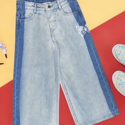 Pantaloons Junior Cotton Colour Blocked & Butterfly Printed Jeans - Blue-picture-34