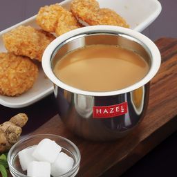 HAZEL Stainless Steel Tea Glasses Mini Traditional Design Coffee Milk Serving Glass Patra Pela, 9.3 cm, 200 ml, Silver-12