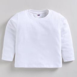 Nottie Planet Cotton Knit Full Sleeves Solid Tee - White-image-15