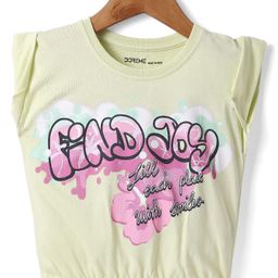 Doreme Single Jersey Knit Sleeveless Top With Text Print - Lemon Yellow-image-11