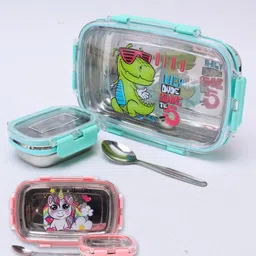 Paper Moon BPA-Free Leak Proof Steel Lunch Box Tiffin Set with Container and Spoon for Kids School, 1pc - Random Color-picture-10