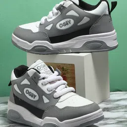 TOMSY CHOICE Colour Blocked & Ogey Text Designed With Air Cushion Sole & Lace Up Closure Shoes - Grey-picture-42