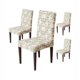 HOUSE OF QUIRK Set Of 4 Beige Printed Stretchable Washable Short Dining Chair Covers-image-15