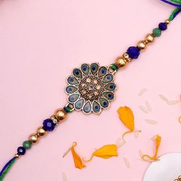 Aapno Rajasthan Set Of 3 Rakhi With Roli Chawal & Greetings Card-72