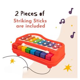 BitFeex 2 in 1 Piano Xylophone Musical Learning Instrument with 8 Key Scales Toy - Red image 3