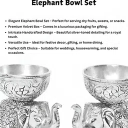 INTERNATIONAL GIFT Set Of 2 Silver Plated Elephant Bowl Gift Sets image 2