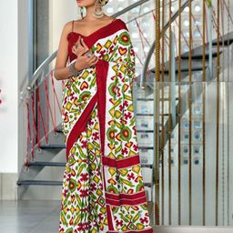 Anouk Geometric Printed Pure Cotton Ikat Saree-23